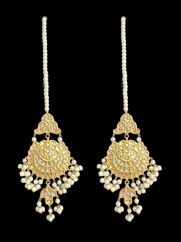 DER731 kundan earrings with pearls ( READY TO SHIP )