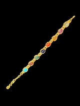 B200 gold plated Navratan gemstone bracelet ( SHIPS IN 1 WEEK )