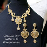 Gold plated silver necklace earrings set in fresh water pearls ( SHIPS IN 4 WEEKS )