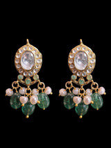DLN133 Moissanite & Emerald beads Long Mala with Freshwater Pearls – Gold-Plated l Necklace Set ( SHIPS IN 4 WEEKS  )