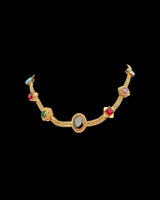 DNS219 Gold-Plated Multicolor Necklace Set with Earrings ( READY TO SHIP )