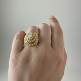 Gold-Plated 92.5 Silver Freshwater Pearl Adjustable Ring ( READY TO SHIP )