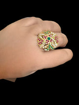 DJR107 Jadau ring -  ruby emerald pearl    ( READY TO SHIP )