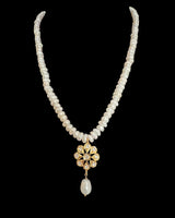 PS564 Barkha Floral Moissanite Polki Pendant Set with Freshwater Pearls – Gold-Plated Elegance ( READY TO SHIP )