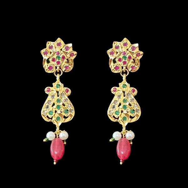 DER545 gold plated earrings in ruby emerald ( READY TO SHIP )