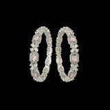 B814 Silver Plated Bangles in Clear and Pink Cubic Zirconia ( READY TO SHIP )
