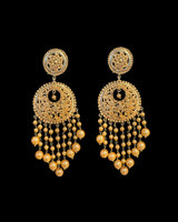 DNS506 Gold-Plated Traditional Necklace Set with Golden Pearls & Chandbali Earrings