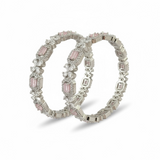 B814 Silver Plated Bangles in Clear and Pink Cubic Zirconia ( READY TO SHIP )