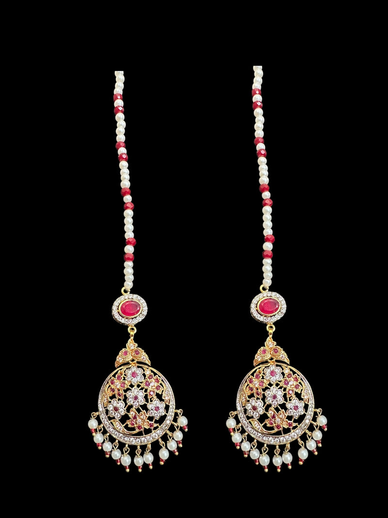 Zehra earrings tika in red/ ruby ( SHIPS IN 4 WEEKS )