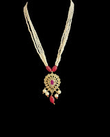gold plated pendant set in Ruby with pearl strings  ( READY TO SHIP )