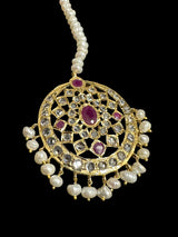 DJTK333 Zeba tika in fresh water pearls - Ruby ( READY TO SHIP)