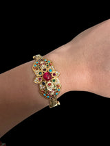 Navratan Gold-Plated Silver Bracelet with Freshwater Pearls ( READY TO SHIP )