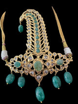 DJTK363  Hyderabadi sarpech in emeralds ( READY TO SHIP )