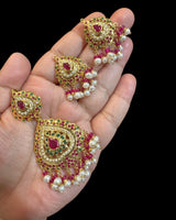 Ruby Emerald Pearl Pendant Set – Gold-Plated 92.5 Silver ( READY TO SHIP )