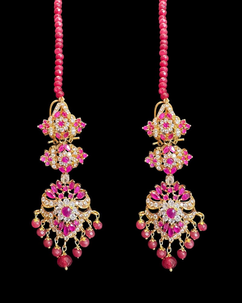C576 Zarifa Ruby zircon Gold-Plated Choker with Earrings ( READY TO SHIP )