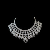 DNS81 silver plated diamanté necklace with earrings ( SHIPS IN 4 WEEKS  )