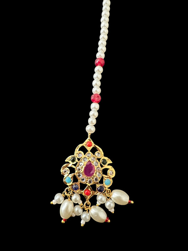 DJTK326 Nishat Gold plated small sized tika- multicolor  (SHIPS IN 3 WEEKS)