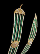 Kundan and pearl mala with green beads ( READY TO SHIP )