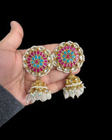 DER779 pachi kundan jhumka earrings ( READY TO SHIP )