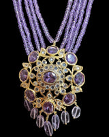 DLN134 Gold -Plated Necklace earrings  with Amethyst Beads ( READY TO SHIP )
