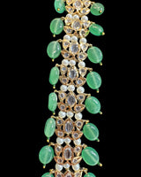 DLN136 Asif Jaahi Haar – Long Necklace with Earrings - Light green beads ( READY TO SHIP )