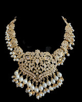 DNS211 Neeli Elegant Gold-Plated Necklace Set with Zircons & Shell Pearls ( READY TO SHIP )