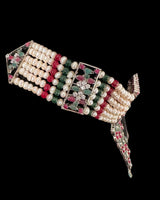 C578 Silver-Plated Ruby & Emerald Choker Set with Earrings ( READY TO SHIP )