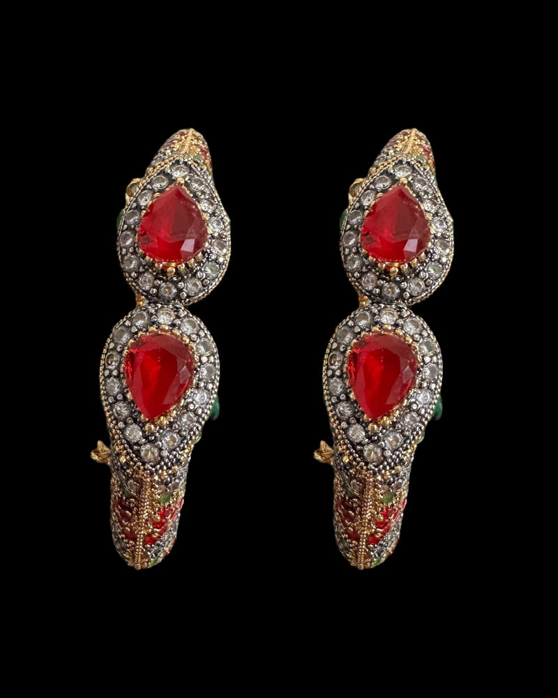 BG806A SALWA zircon bangles - Ruby emerald , openable ( READY TO SHIP )