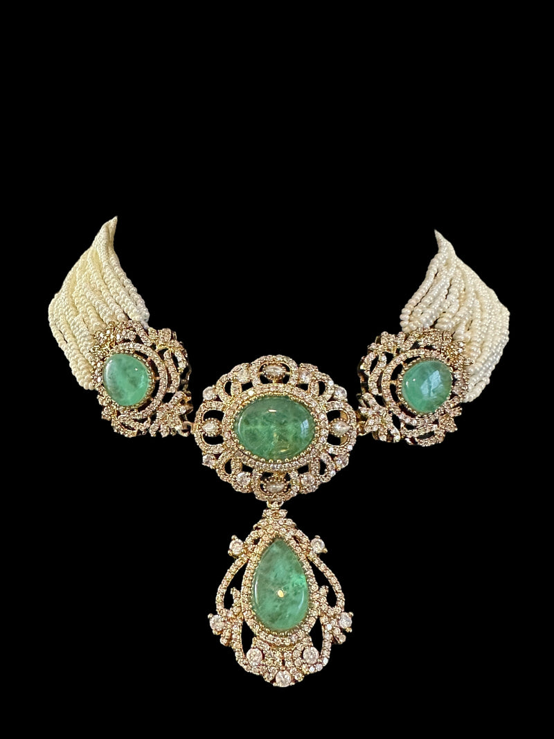 C529 Victorian choker set in light green ( READY TO SHIP )