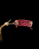 C575 Zarifa Gold-Plated Choker with Earrings – Ruby Beads & Pearl Detailing ( READY TO SHIP )