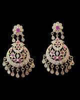 ER19 Lahar gold plated dangler earrings in Ruby zircon combination ( READY TO SHIP )