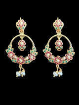 92.5 silver gold plated Chandbali earrings in ruby emerald  ( READY TO SHIP )