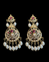 Gold-Plated Silver Ruby & Freshwater Pearl Pendant Set | 92.5 Silver | Elegant Zircon Design ( READY TO SHIP )