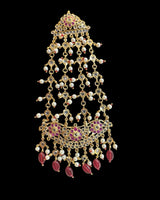 Manara Gold-Plated Jhoomar in Ruby ( READY TO SHIP )