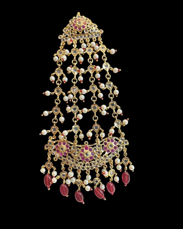 Manara Gold-Plated Jhoomar in Ruby ( READY TO SHIP )