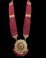 DLN139 Kashf Rani Haar with Earrings – Gold Plated with Onyx & Pearls ( READY TO SHIP )