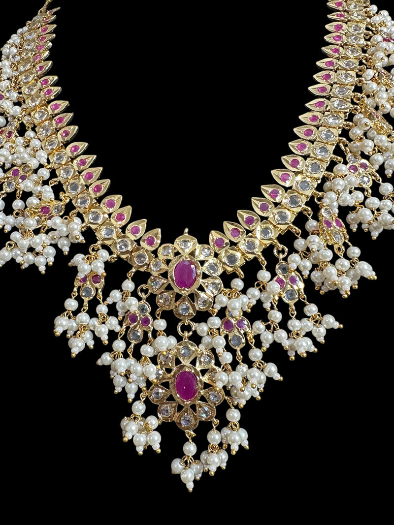 Safa guttapusalu  necklace set in rubies (SHIPS IN 3 WEEKS )