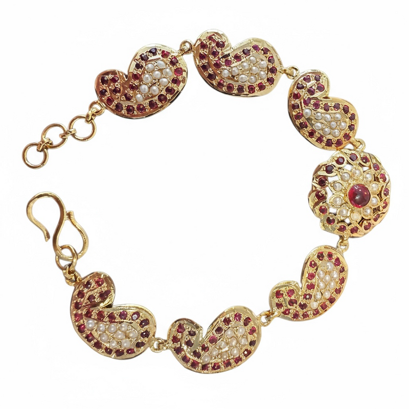Ruby & Freshwater Pearl Gold-Plated Silver Bracelet ( READY TO SHIP )