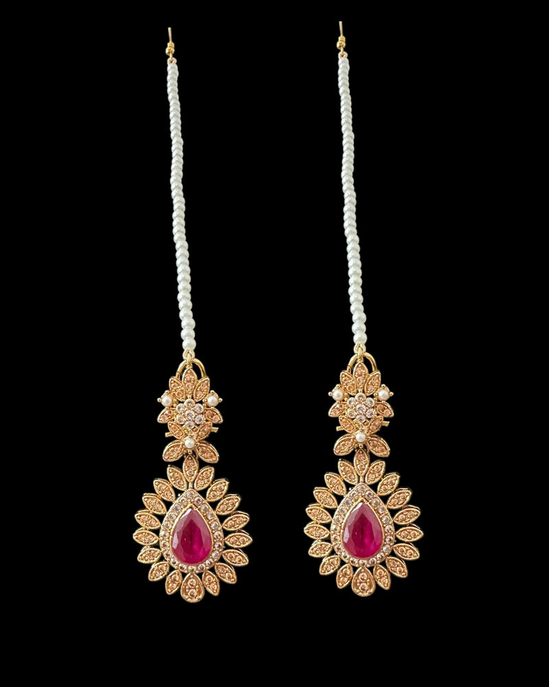 BR463 Ruby and zircon bridal set ( READY TO SHIP)
