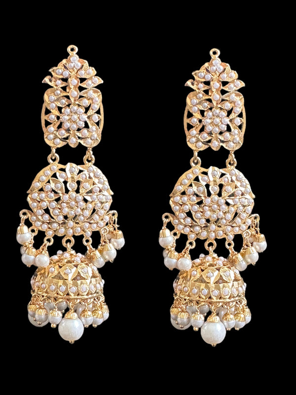 DER510 Vidisha jhumka earrings in pearls  (READY TO SHIP )