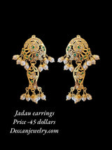 DER585 jadau earrings in fresh water pearls - green ( READY TO SHIP )