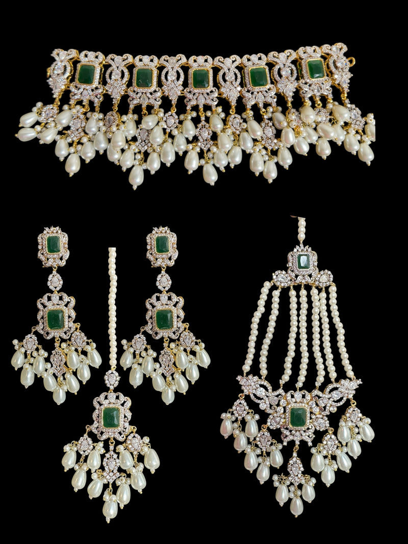 Farhat bridal set in green ( READY TO SHIP)