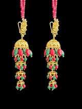 DER524 Yukti multilayer jhumka ( red green ) READY TO SHIP)