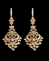 BR601 Ruby Emerald & Freshwater Pearl Handcrafted Bridal Jewelry Set (READY TO SHIP)