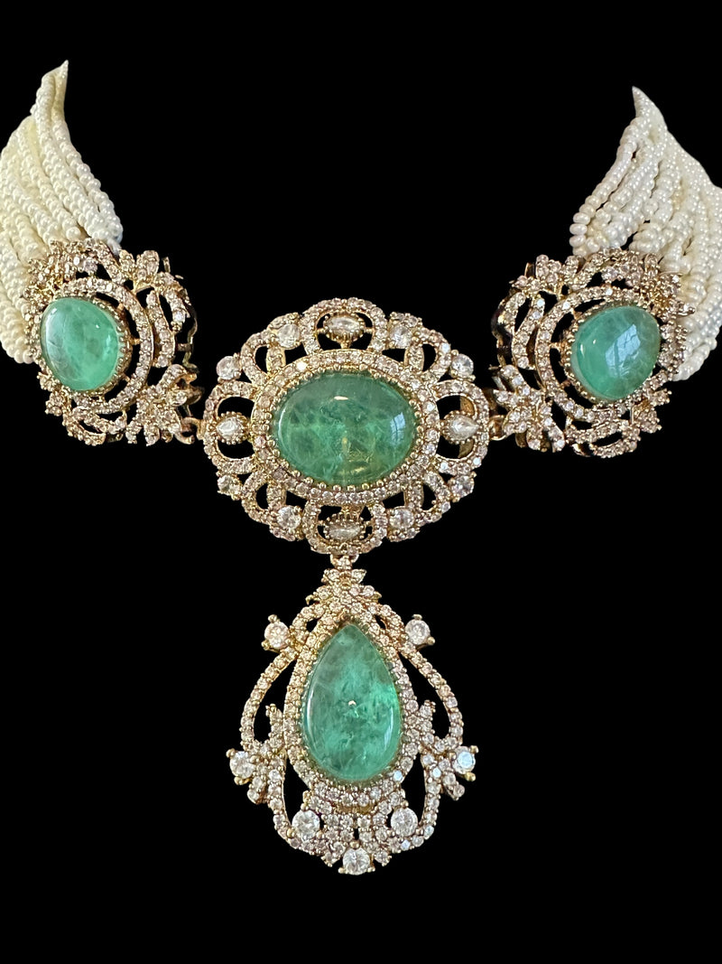 C529 Victorian choker set in light green ( READY TO SHIP )