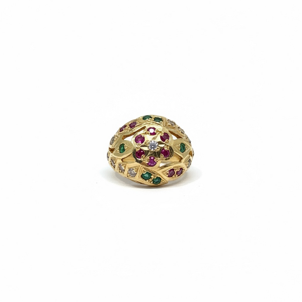 Ruby Emerald Zircon Ring – Gold-Plated 92.5 Silver ( READY TO SHIP )