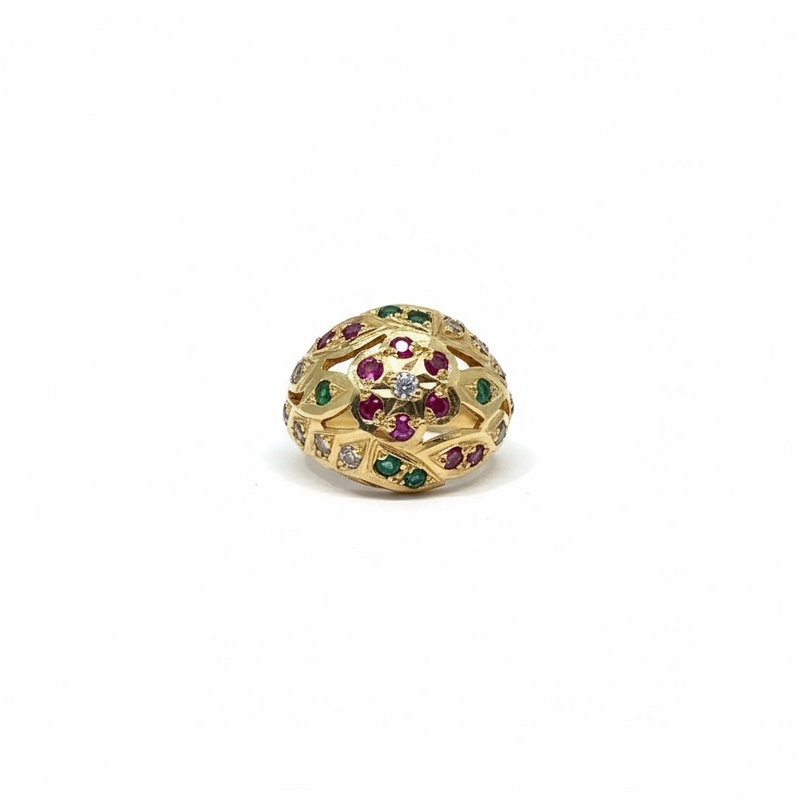 Ruby Emerald Zircon Ring – Gold-Plated 92.5 Silver ( READY TO SHIP )