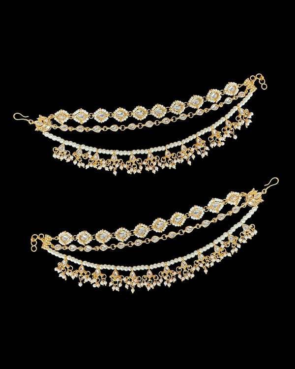 Bridal Kundan & Pearl Ear Supports ( READY TO SHIP )