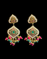 Ruby emerald pearl jadau pendant earrings set ( READY TO SHIP )