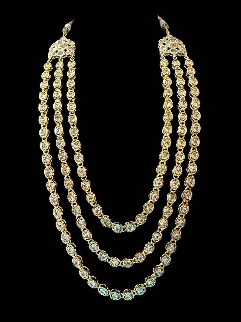 SAT96 MALLIKA gold plated three layer necklace with earrings ( READY TO SHIP )